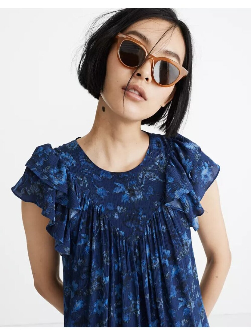 Warm NY Madewell Silk Kiss Maxi Dress Blue floral gorgeous sz 1 - Picture 3 of 8